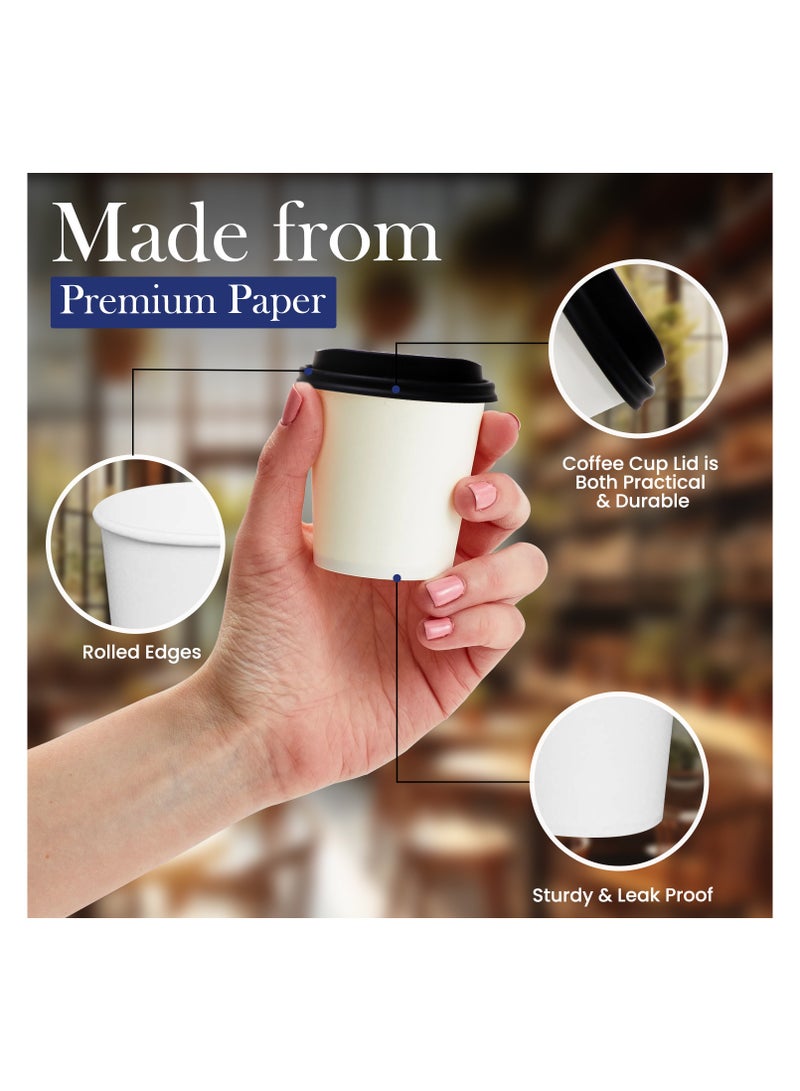 SNH Packing 4 oz (Pack of 50) Heavy Duty Disposable Coffee Paper Cup with Lid White- Single Wall Disposable Cups with Lid for Cold & Hot Drinks - Ideal Coffee Cups Disposable for Cafes & Offices. - Image 3